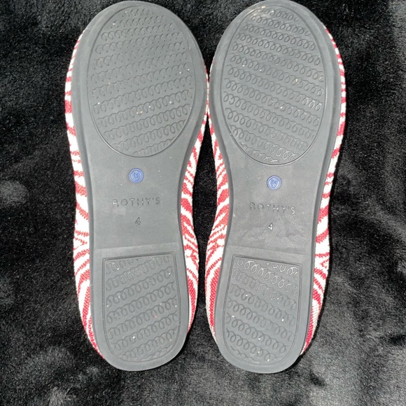 Rothy’s Girl Size 4 Red Cream Zebra Loafers Retired Color - Limited - Picture 6 of 7